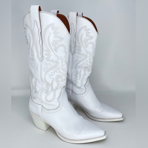 Free People by Jeffrey Campbell Dagget Cowboy Western Boots in White Size 8 - Picture 3 of 13
